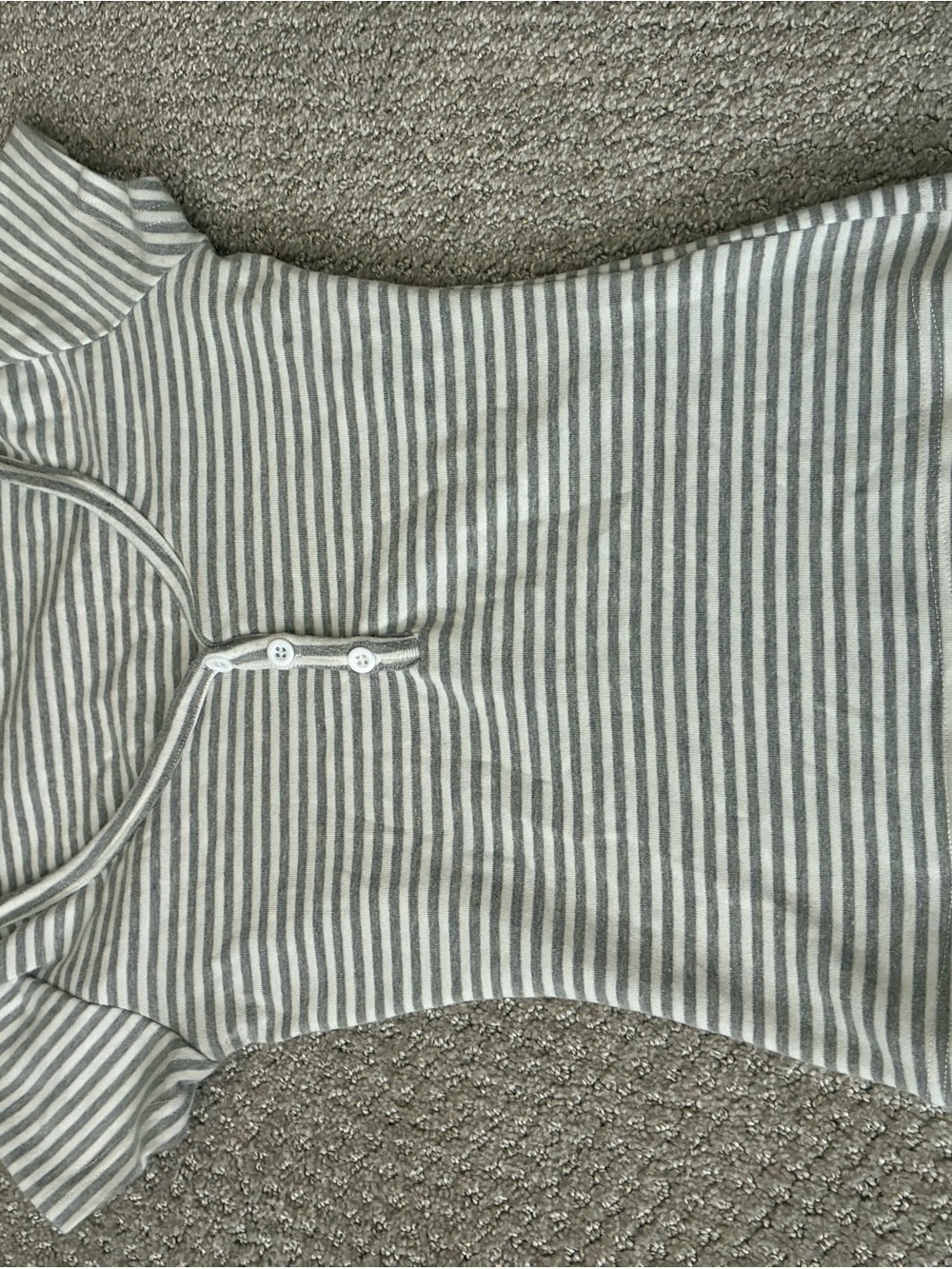 Edikted Gray and White Striped Short Sleeve Henley Top